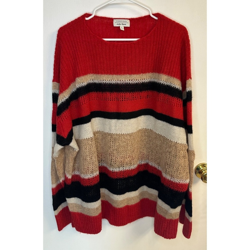 Stockholm Atelier & Other Stories Size L‎ Red Stripe Wool Mohair Blend Sweater